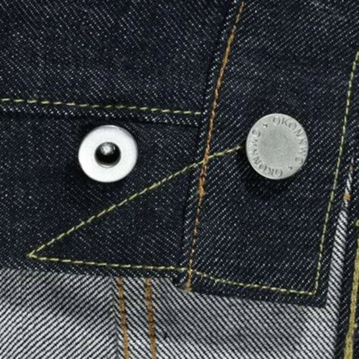 Straight mid-waist self-edge jeans
 for men