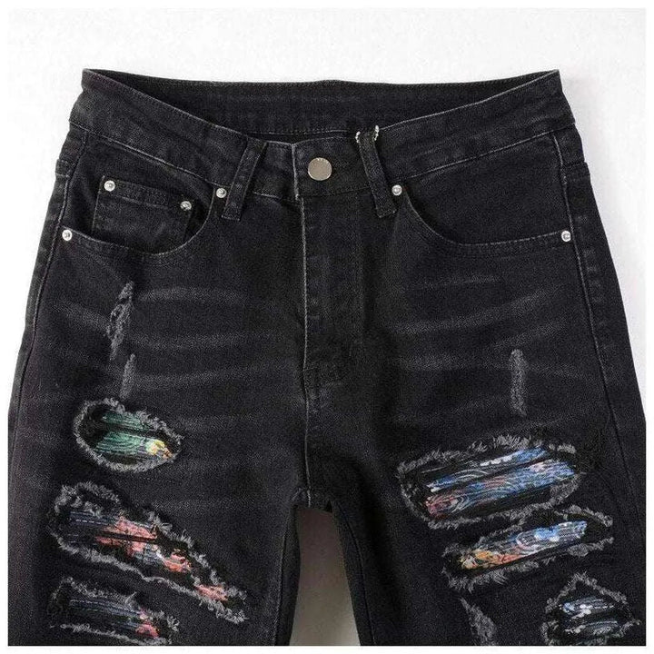 Fashion color ripped men's jeans
