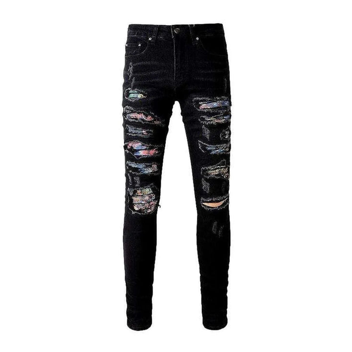 Fashion color ripped men's jeans