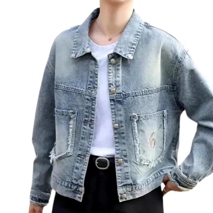 Fashion light-wash jeans jacket
 for women