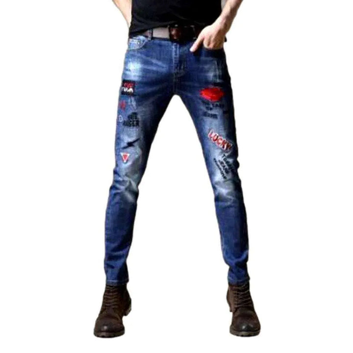 Fashion mid-waisted men's jeans