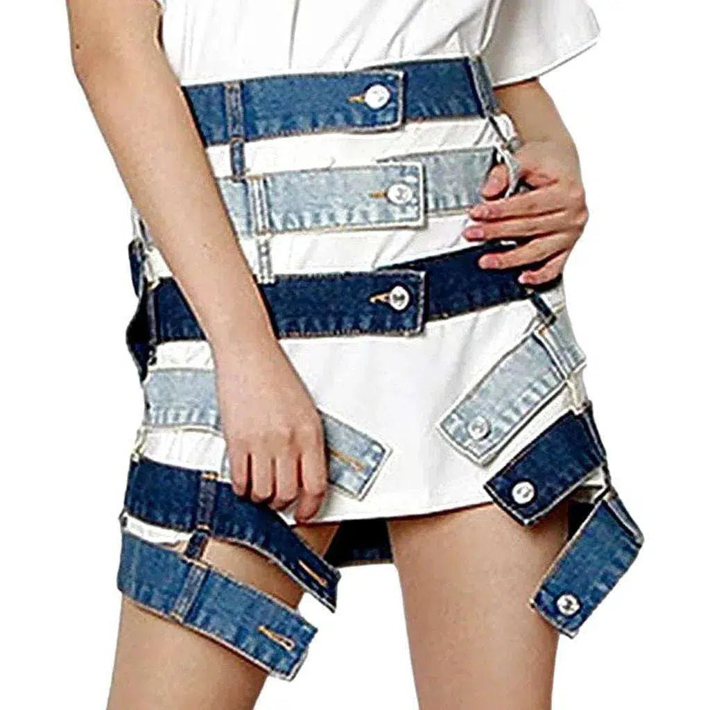 Fashion patchwork denim skirt
 for women