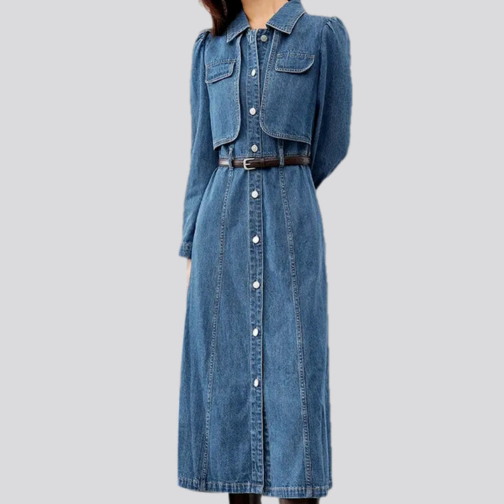 Fashionable a Line Shirt Denim Dress | Jeans4you.shop