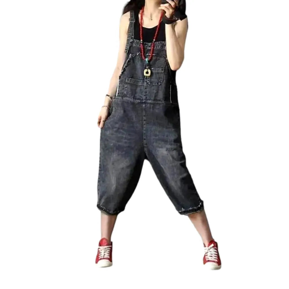 Fashionable Denim Dungaree for Ladies - Grey