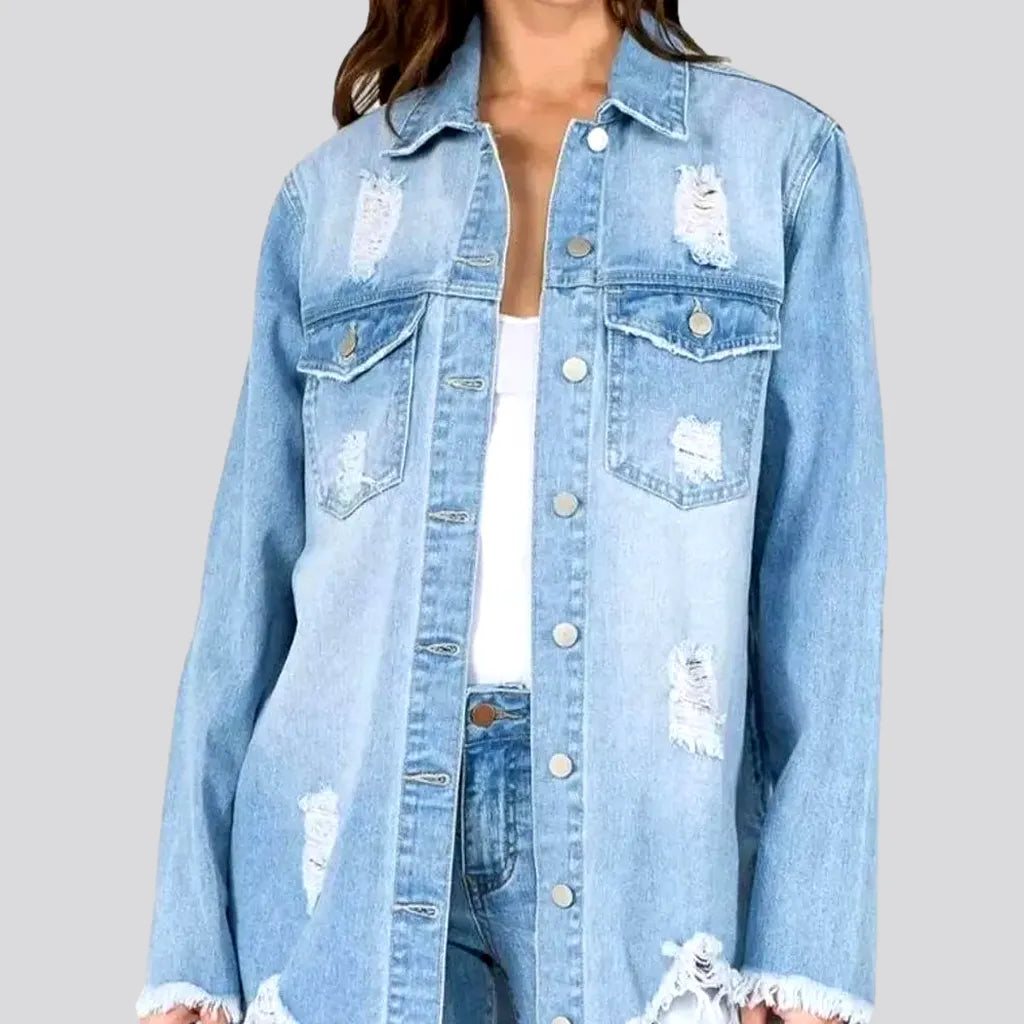 Fashionable Distressed Women's Jean Shirt | Jeans4you.shop