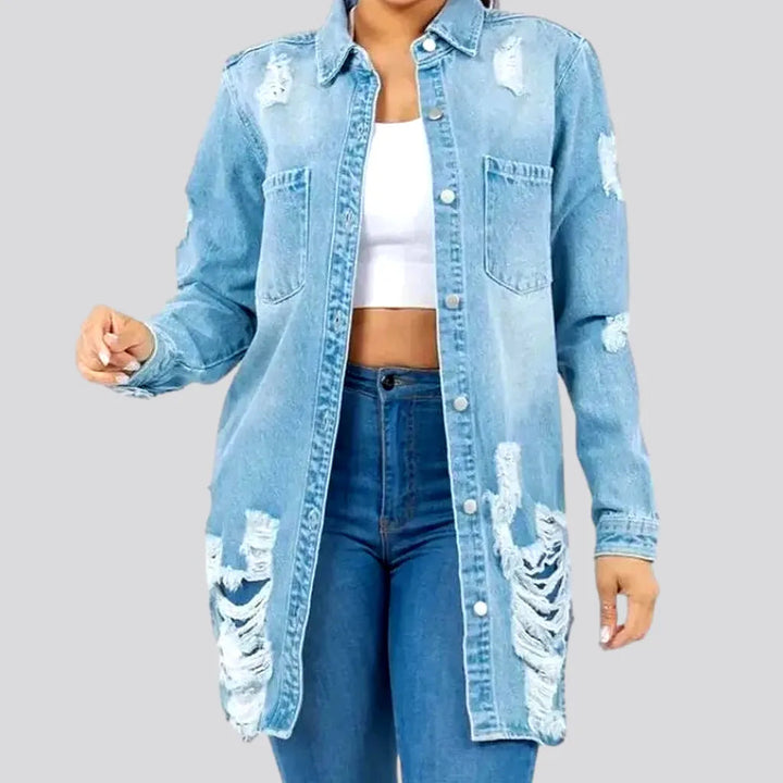 Fashionable Long Fit Denim Shirt for Women | Jeans4you.shop