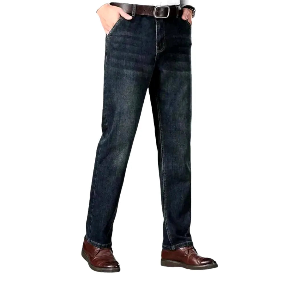 Sanded Tapered Casual Jeans for Men - Grey