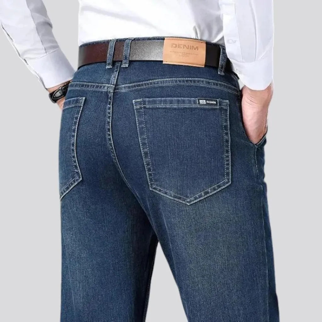 Stonewashed straight casual jeans for men