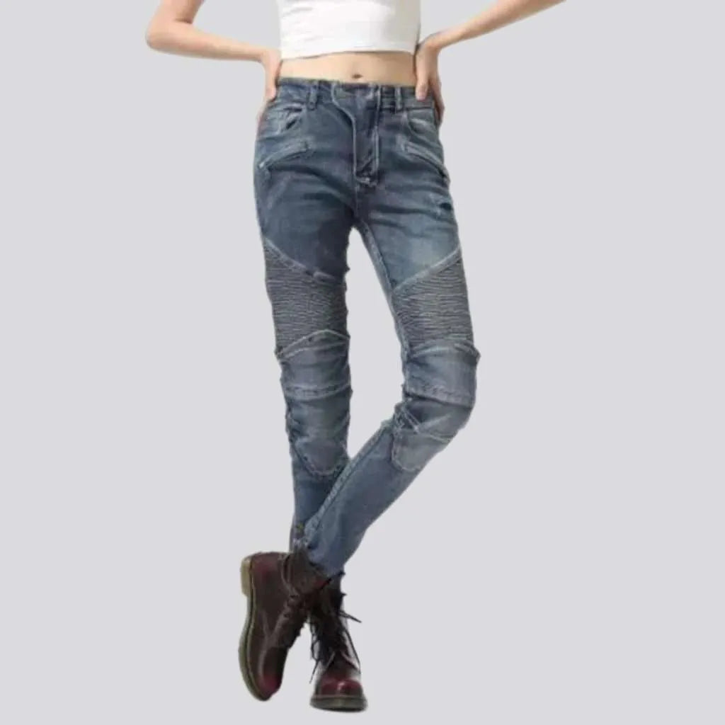 Mid-waist motorcycle jeans