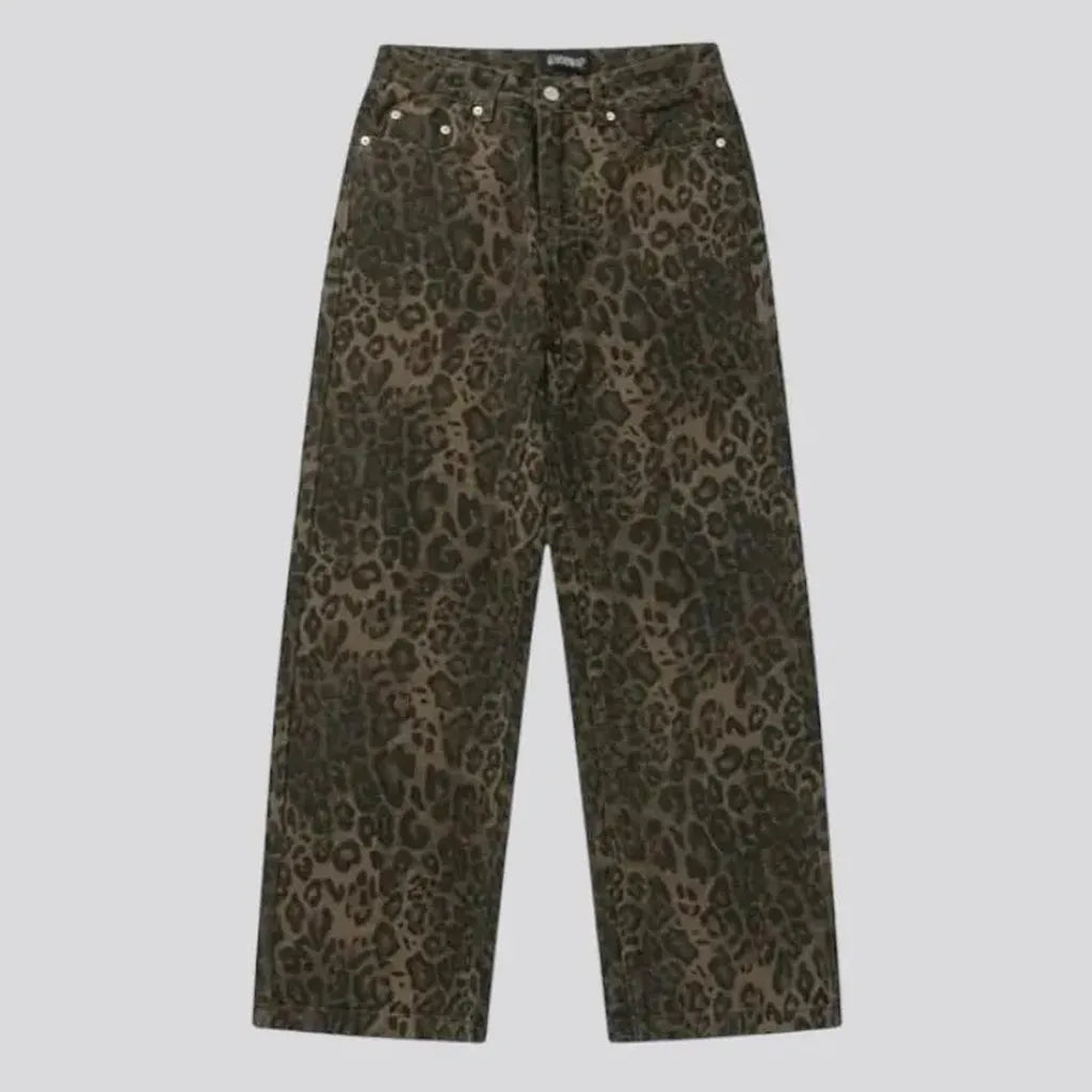 Brown leopard-print jeans
 for ladies