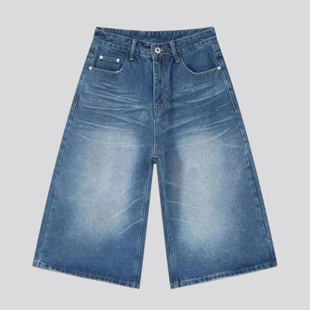 Sanded whiskered men's jeans shorts