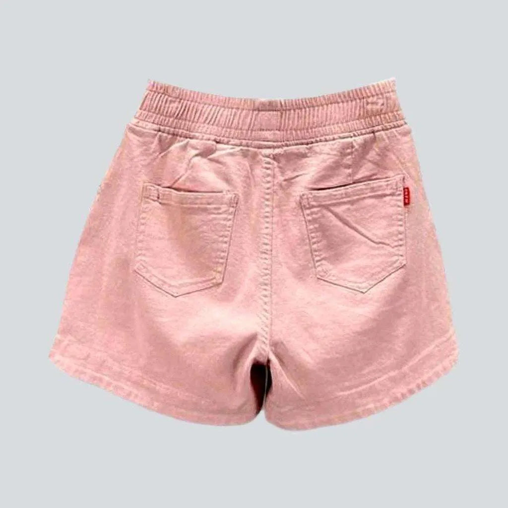 Rhinestone denim shorts with rubber