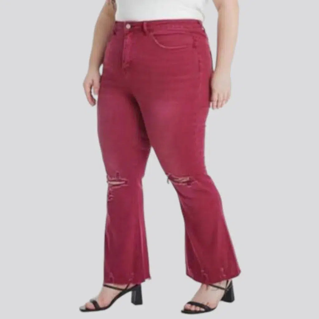 High-waist women's bordo jeans