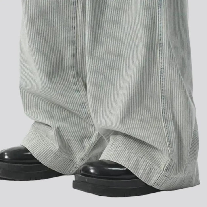 Baggy men's vertical-stripes jeans