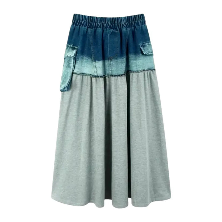 Elastic Cargo Pockets Denim Skirt - Grey