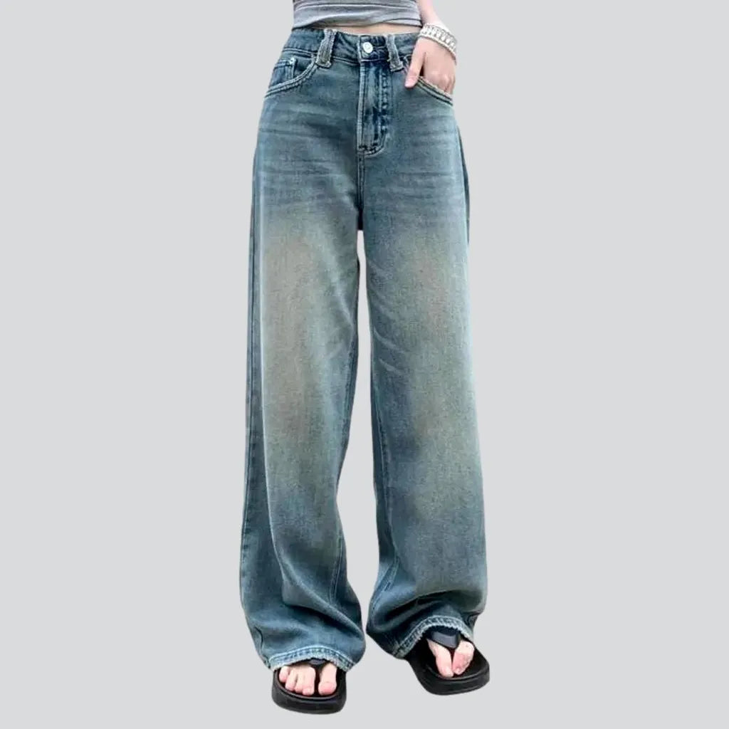 Distressed-pockets baggy jeans