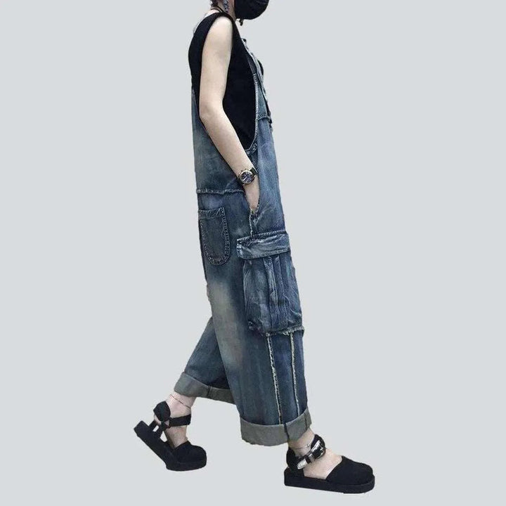 Patched cargo women's jeans overall