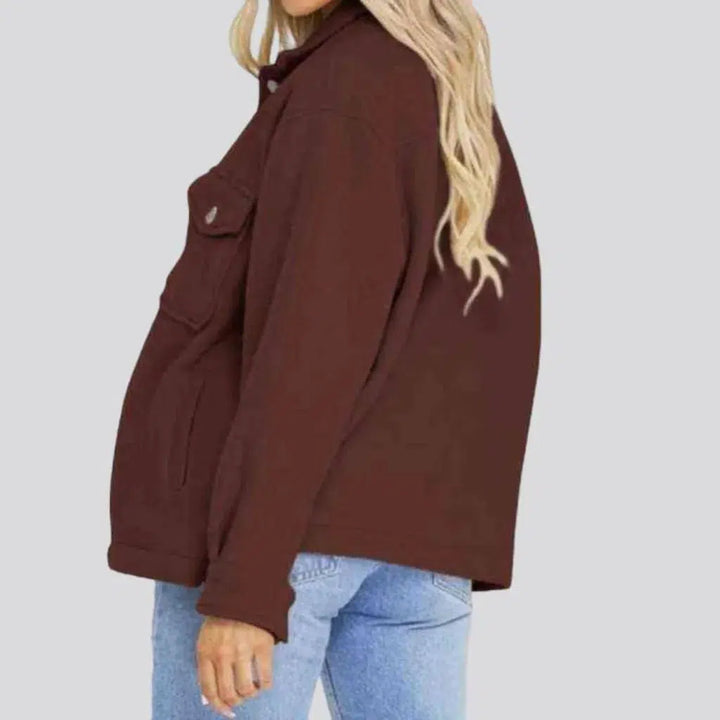 Color oversized denim jacket
 for ladies