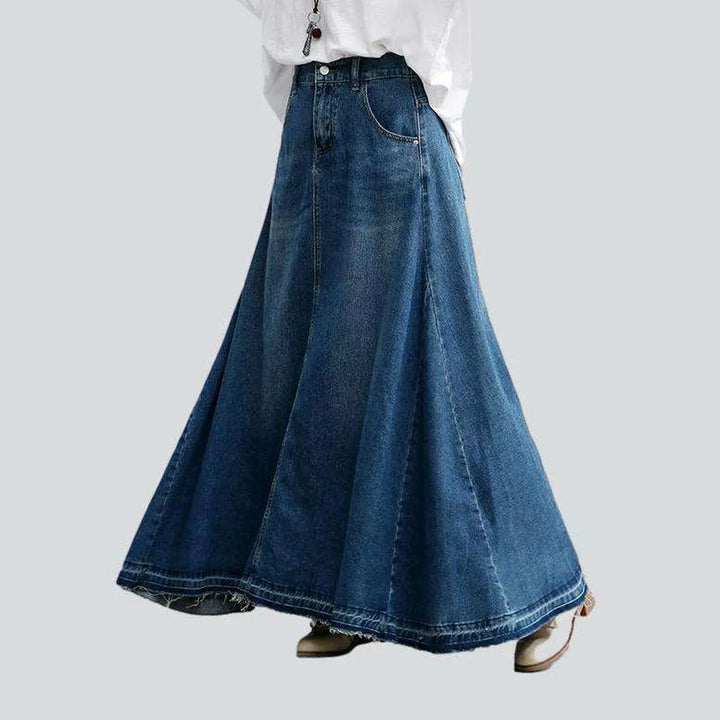 A-line flare denim skirt