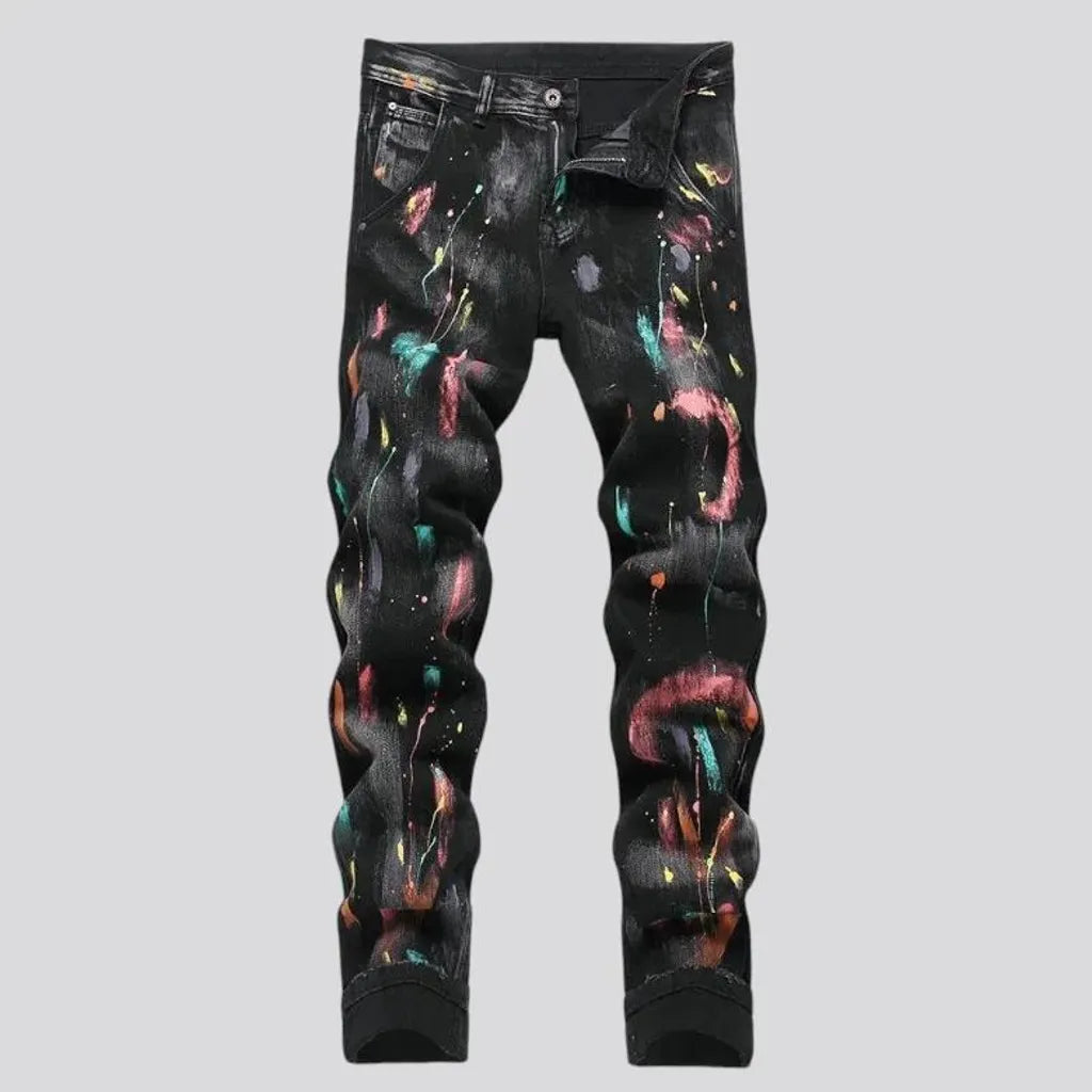 Artistic medium rise skinny men's jeans