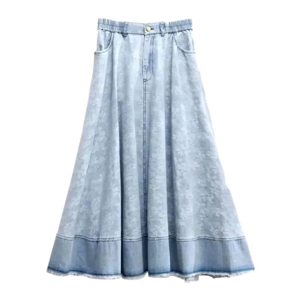 Fit-and-flare raw-hem jeans skirt