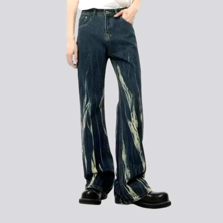 Flared Y2k Fashion Painted Baggy Men's Jeans | Jeans4you.shop