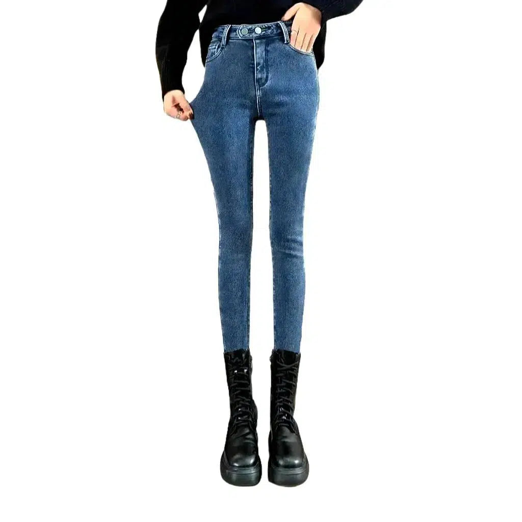 Fleece women's street jeans