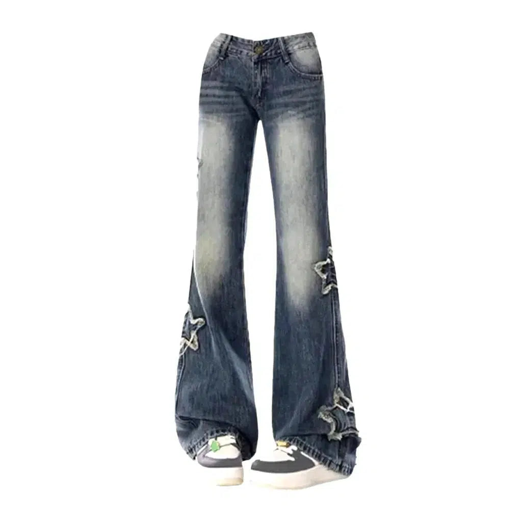 Floor-length embroidered jeans
 for ladies
