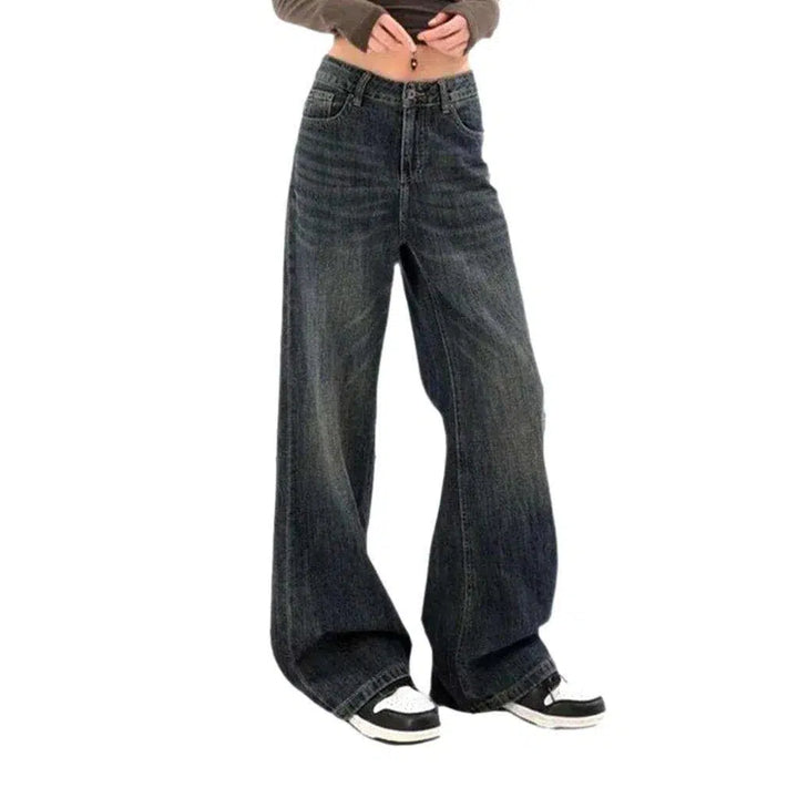 Floor-length grey jeans
 for ladies