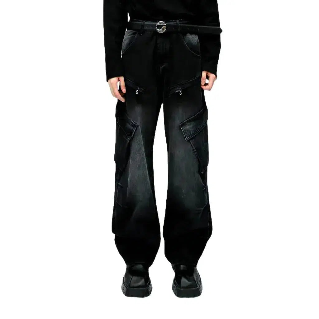 Floor-length men's baggy jeans