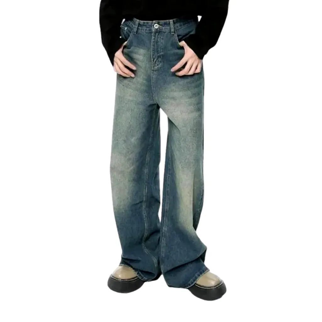 Floor-length men's street jeans