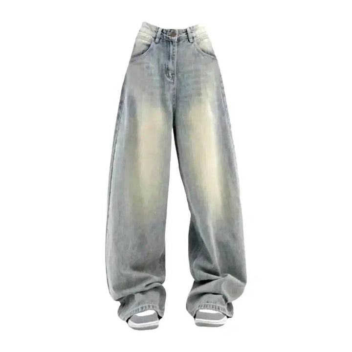 Floor-length women's mid-waist jeans