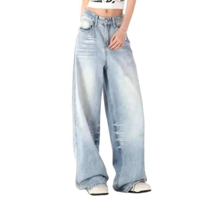 Floor-length women's grunge jeans