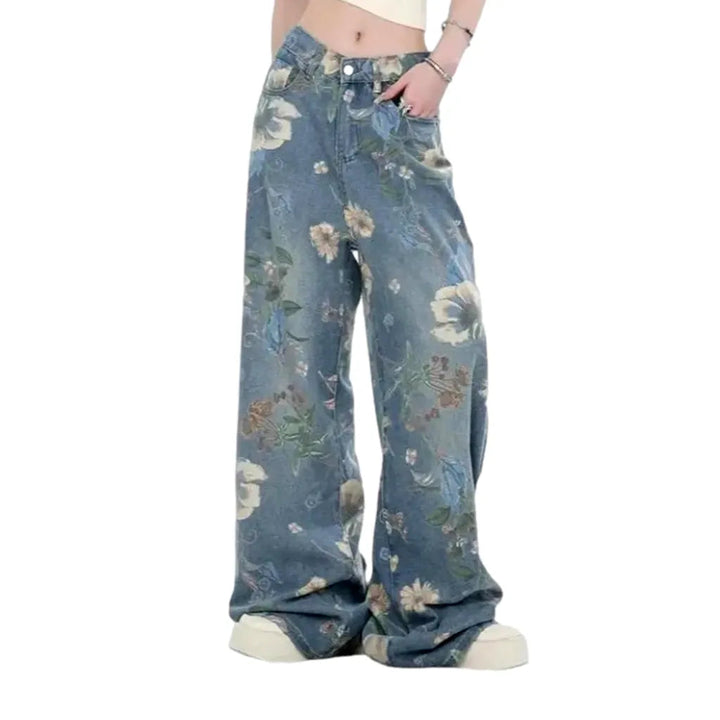 Floor-length y2k jeans
 for ladies