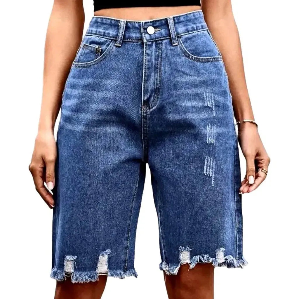 Frayed-hem 90s women's denim shorts