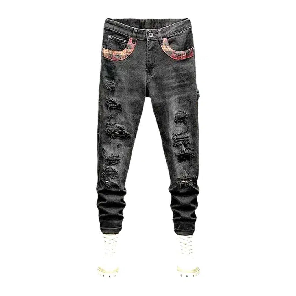 Frayed men's slim jeans