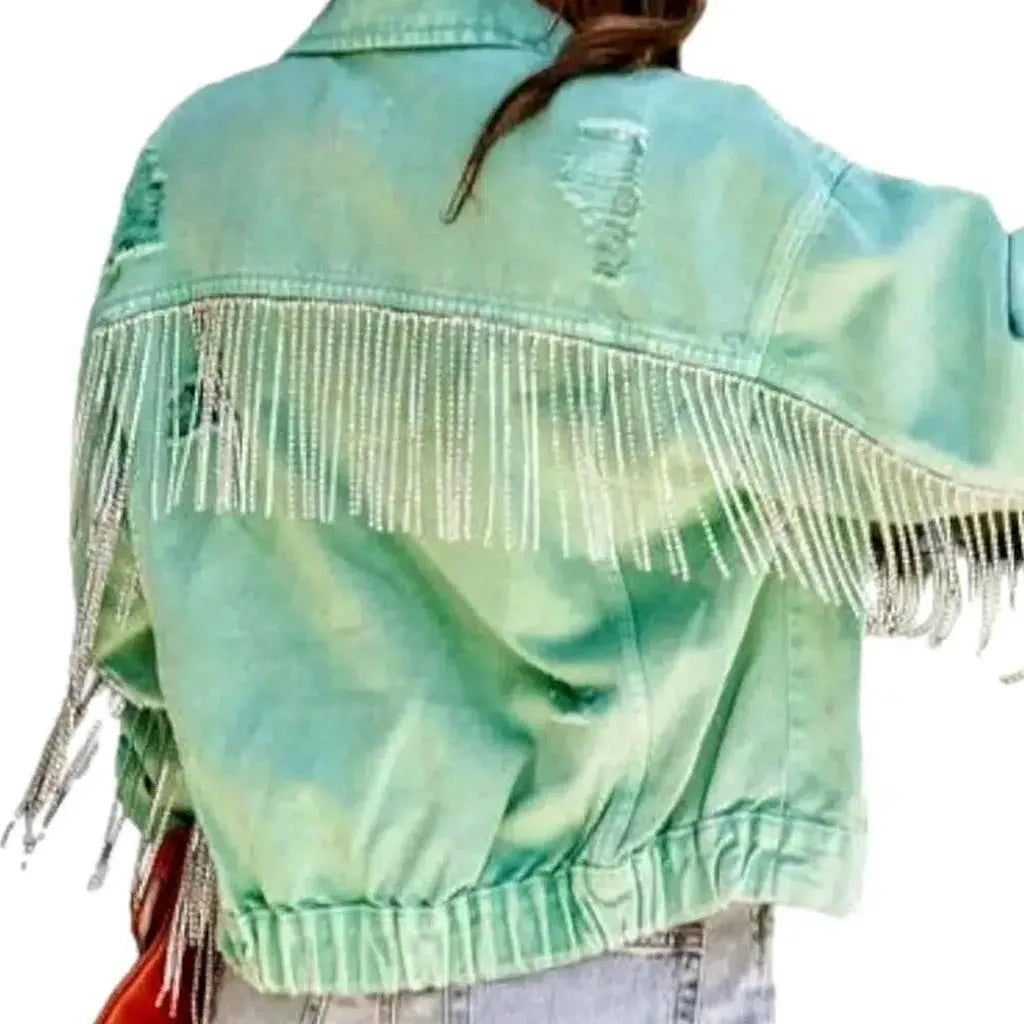 Fringe color women's jean jacket