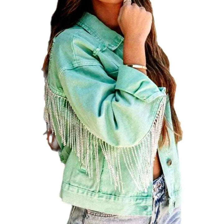 Fringe y2k women's denim jacket