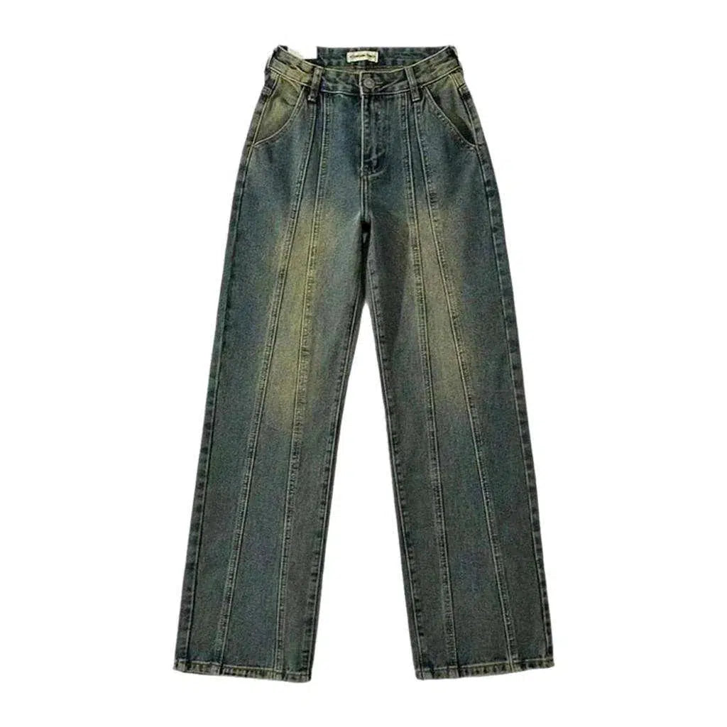 Front seams high-waist jeans
 for women