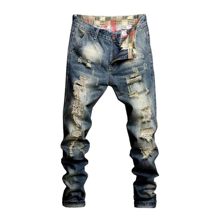 Fully distressed jeans for men