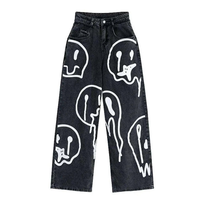 Ghost print women's baggy jeans