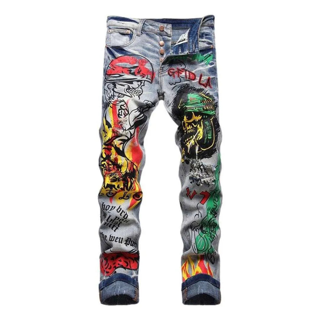 Graffiti-painted jeans for men