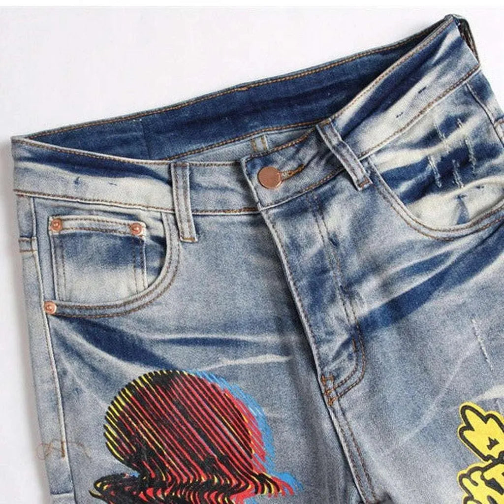 Graffiti print jeans for men