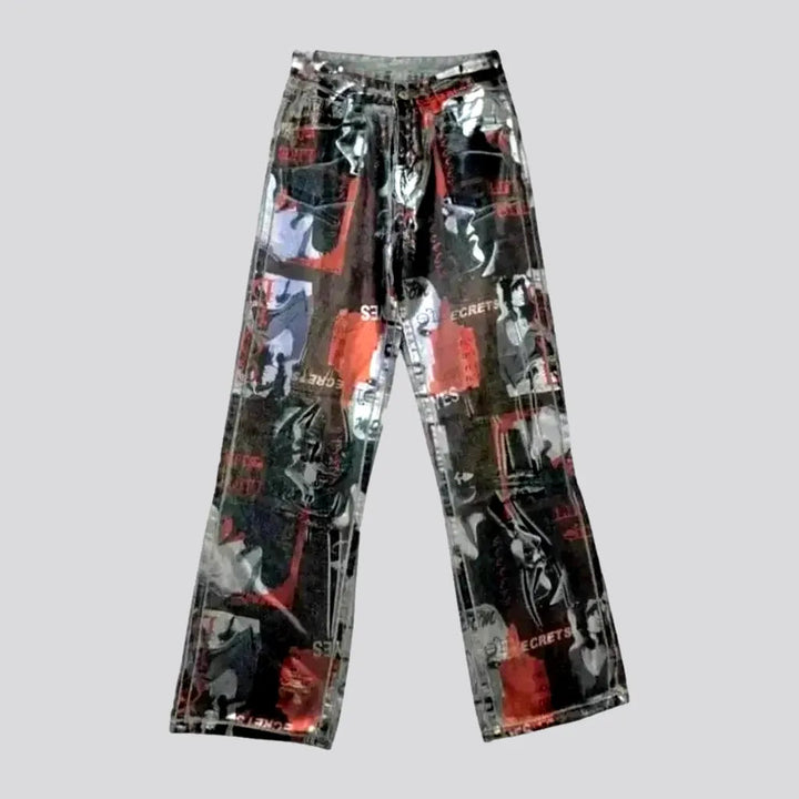 Graphic Print Baggy Women's Jean Pants | Jeans4you.shop