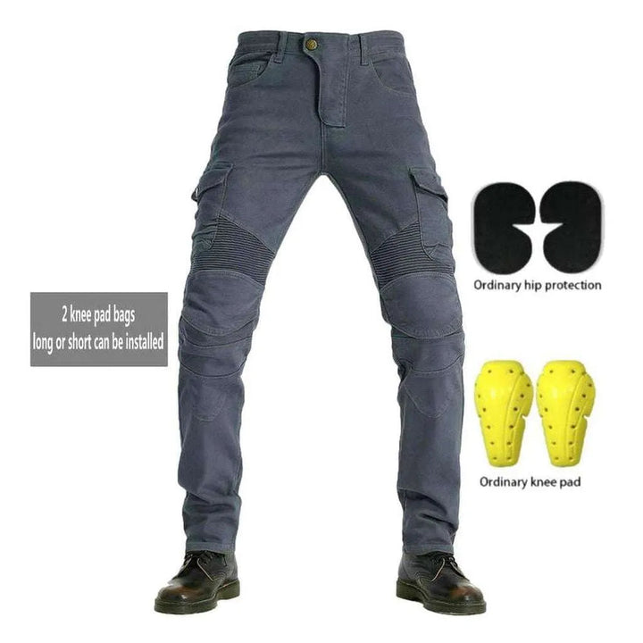 Grey cargo men's biker jeans