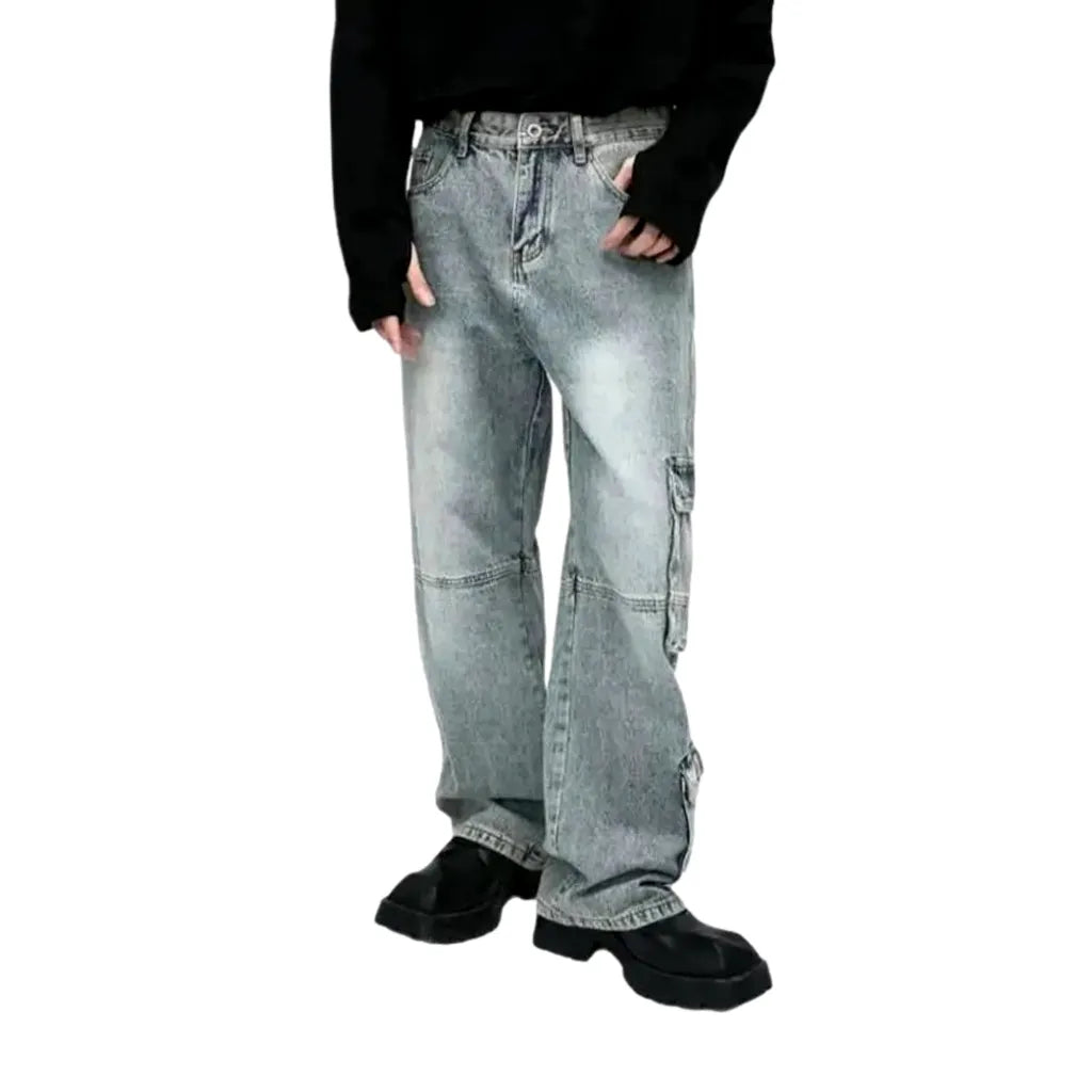 Grey-cast men's baggy jeans
