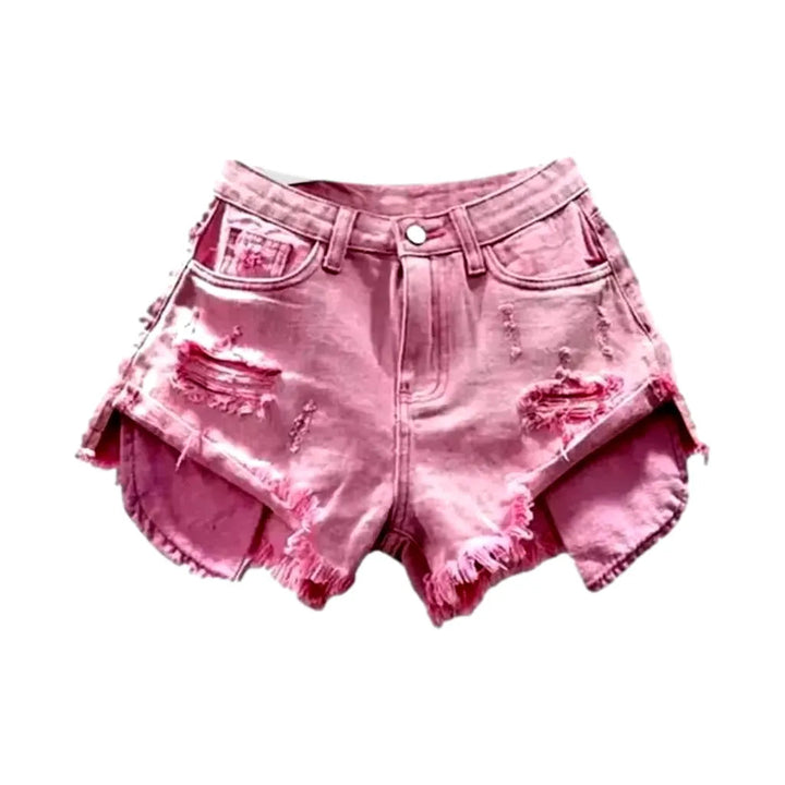 Grunge mid-waist denim shorts for women