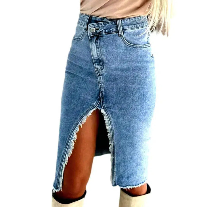 Grunge slit jean skirt
 for women