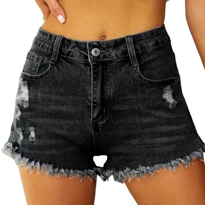 Grunge straight denim shorts
 for ladies