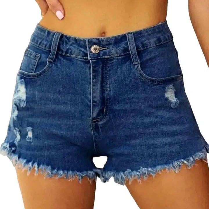 Grunge straight denim shorts
 for ladies